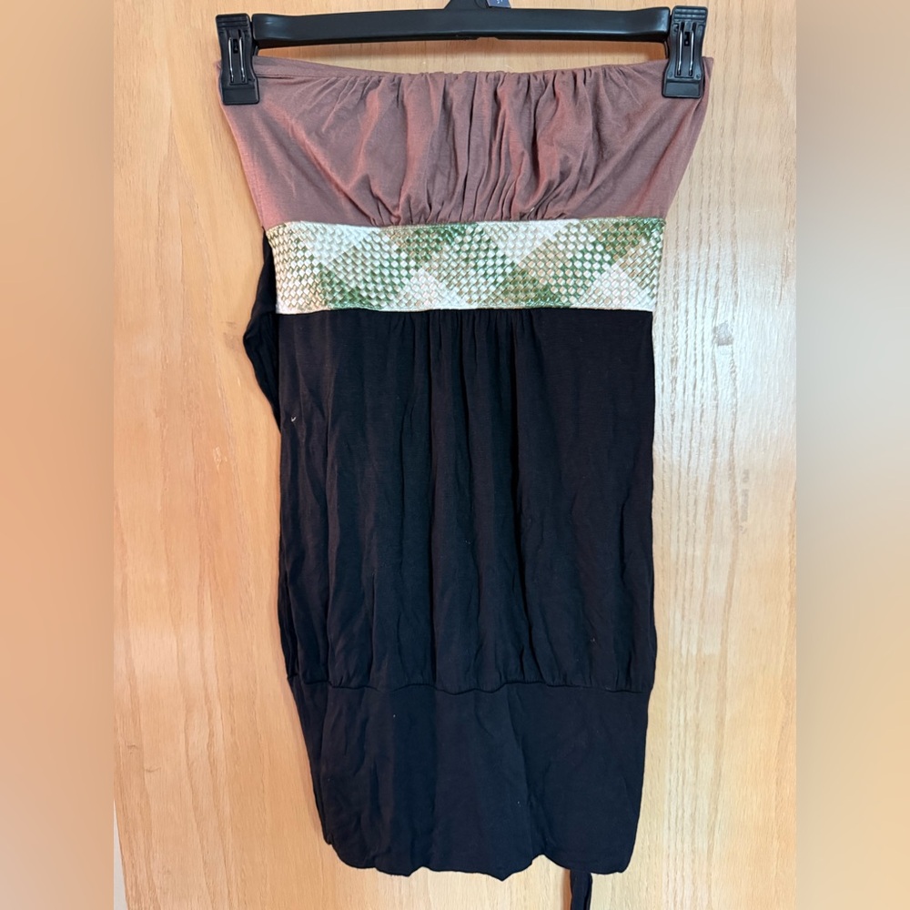 Y2K Wet Seal Strapless Tube Top Small Colorblock Checkered Retro